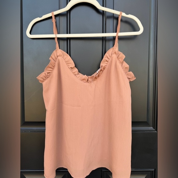 Tops - Ruffled Sleeveless Top in Tan